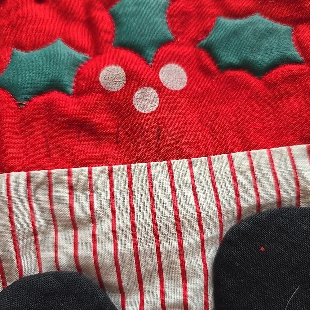 Vintage Walt Disney Christmas Stocking‎ Lot Felt Mickey Mouse Minnie Pink Red